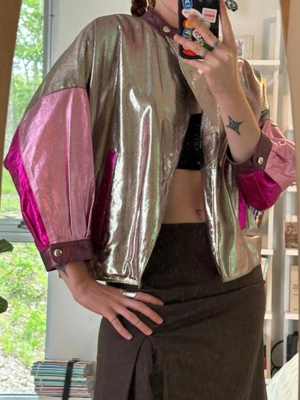 Diesel Pink Paneled Bomber Jacket